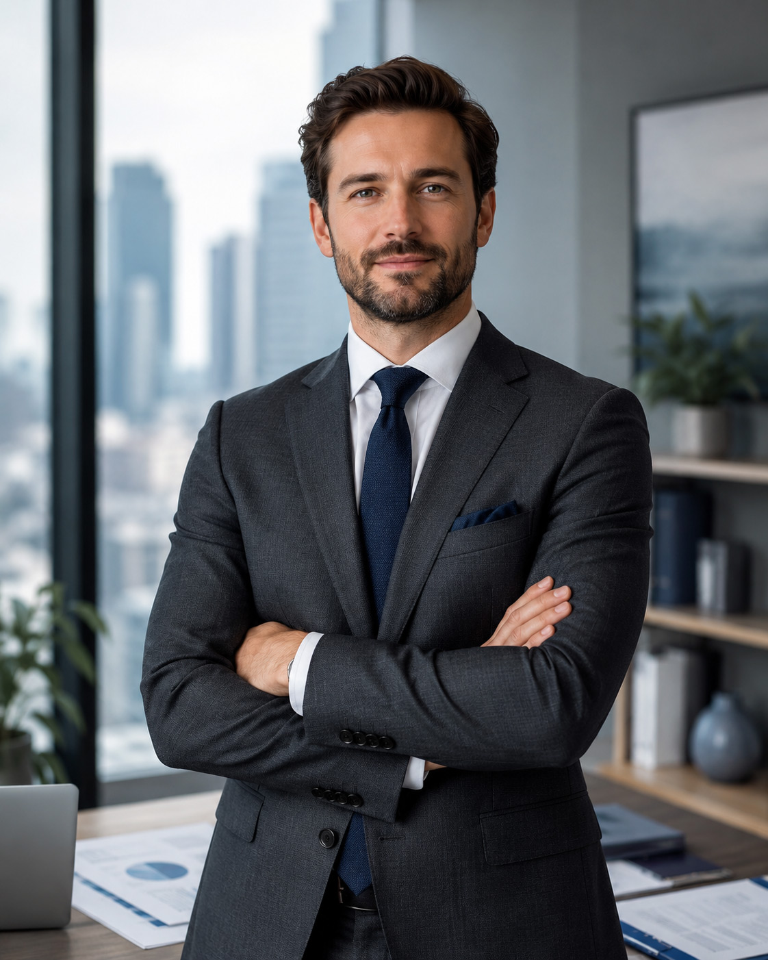 A confident Silverback Management accountant in a contemporary Perth office